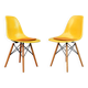 2 Yellow DSW Chairs by Charles and Ray Eames for Herman Miller