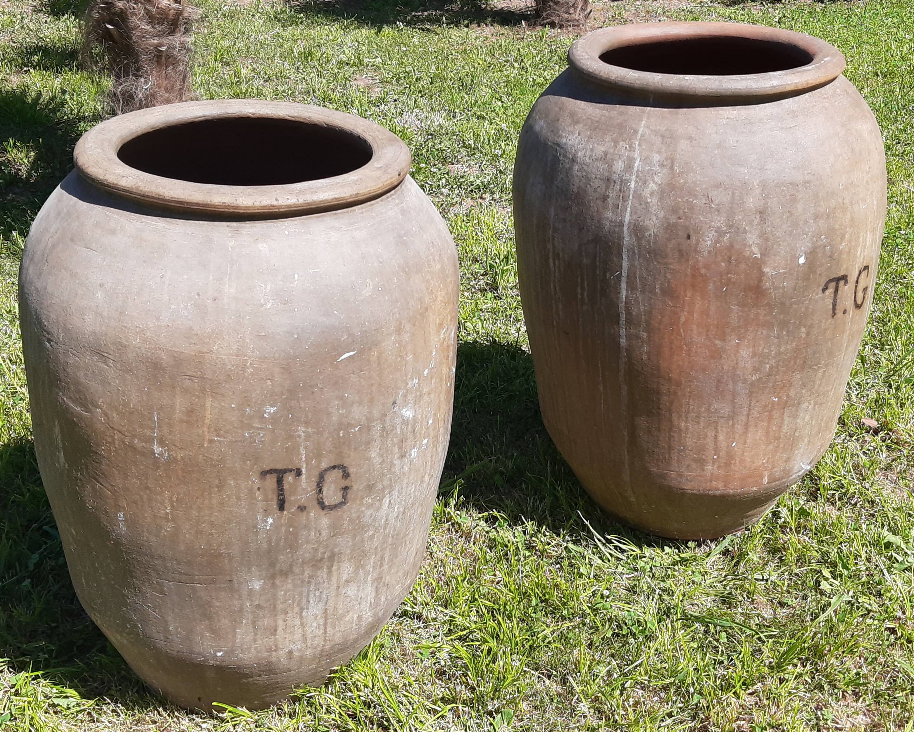 Pair of olive oil jars (or "tinajas"), Spain, 19th century