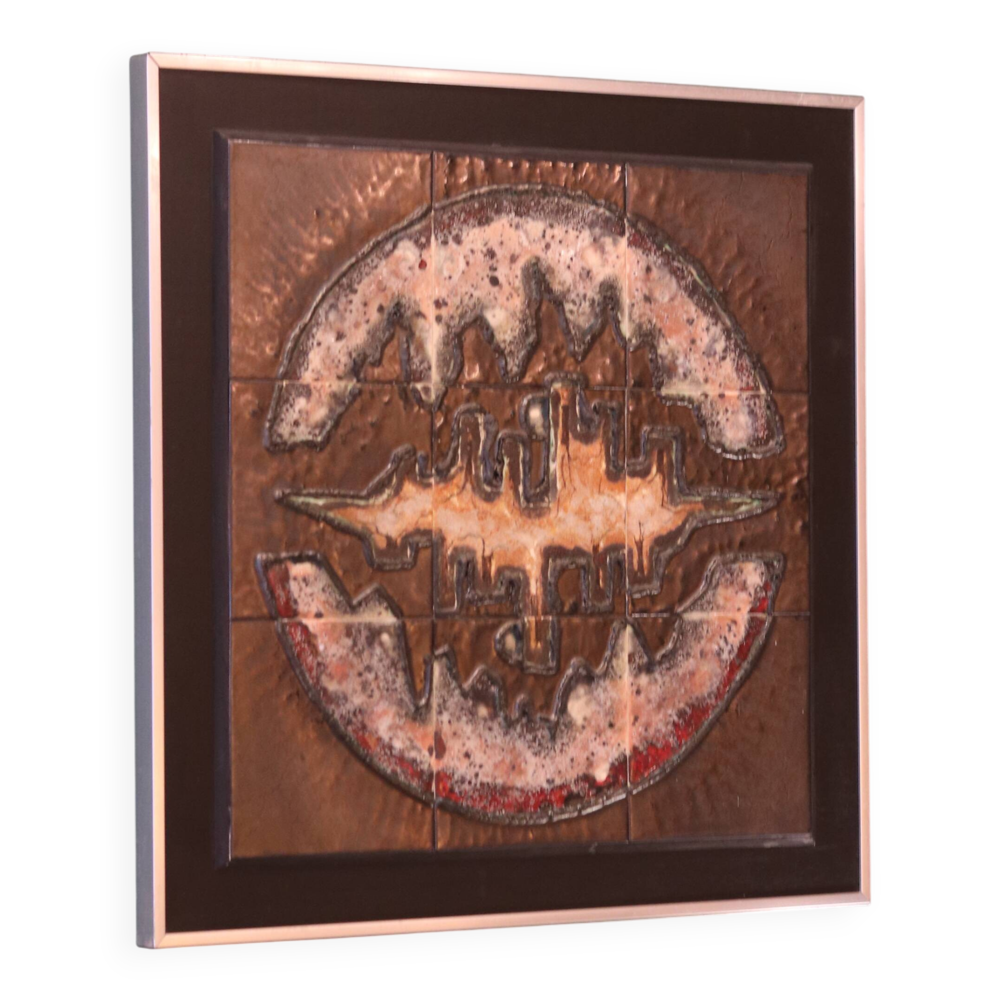 Brutalist ceramic wall decoration from the 1970s.