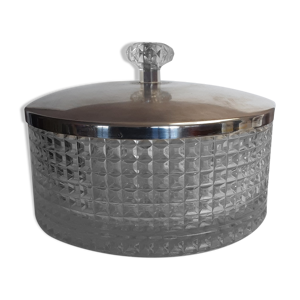 Bonbonnière en cristal - métal argenté- année 50