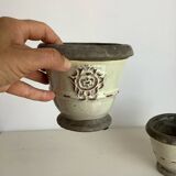Set of 2 enameled stoneware pot covers