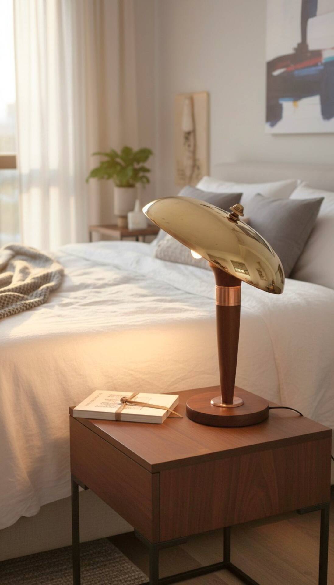 Lampe style Art Déco articulée - Bois et laiton - 1930