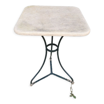 Parisian bistro pedestal table in antique marble