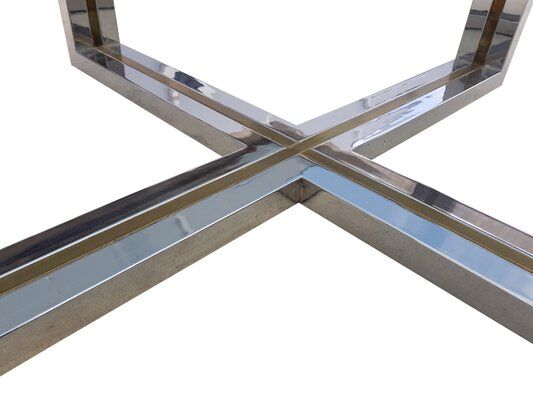 Vintage coffee table in brass and chrome, 1970