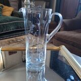 Pichet en verre gravé, base épaisse, années 70