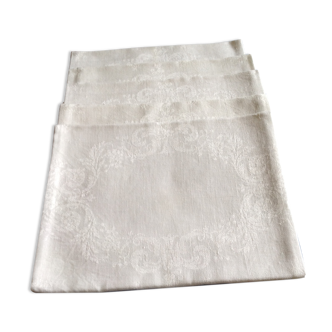 Lot of 5 old table towels in damask