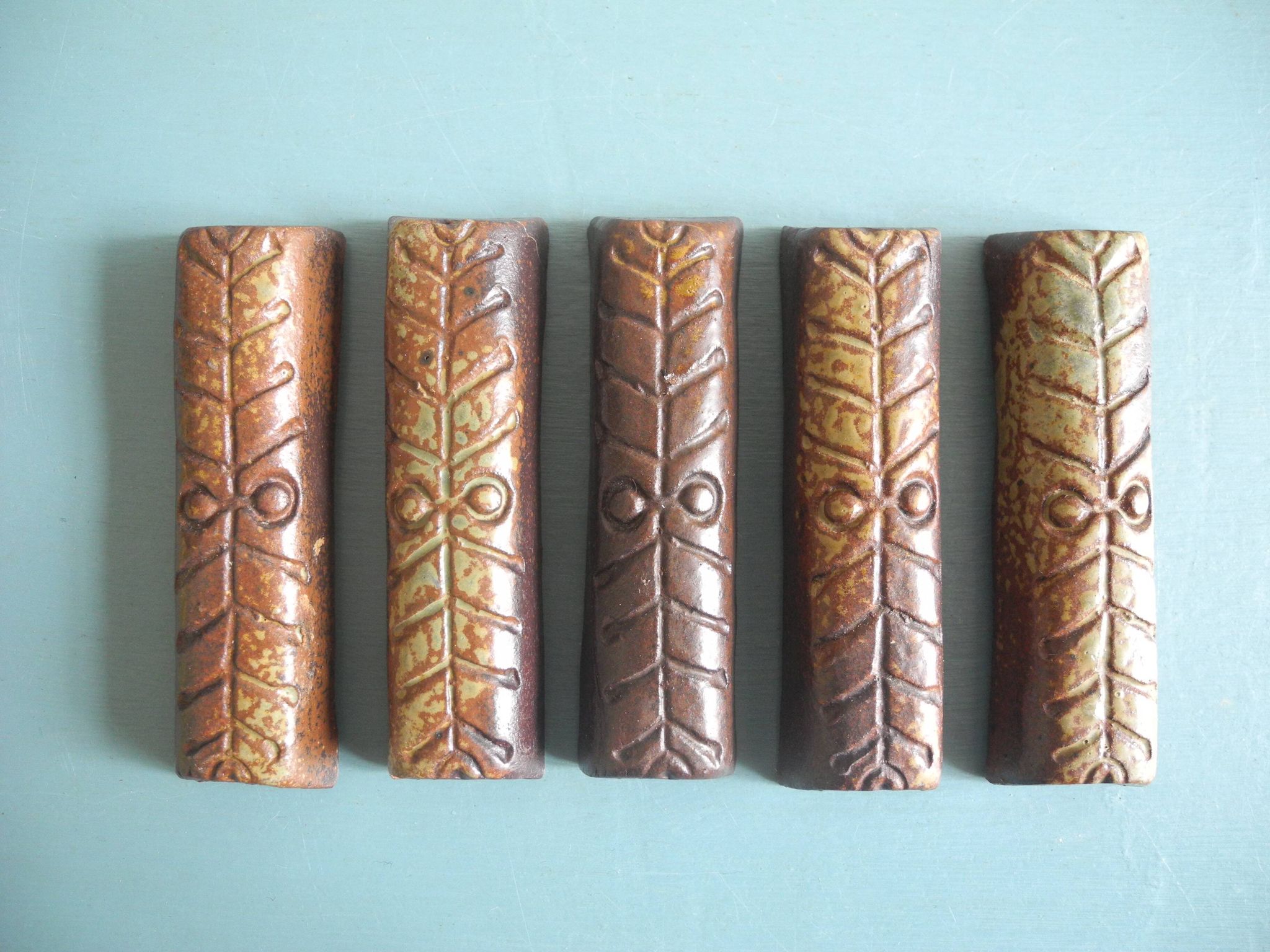 terracotta knife rests vintage table art set holders