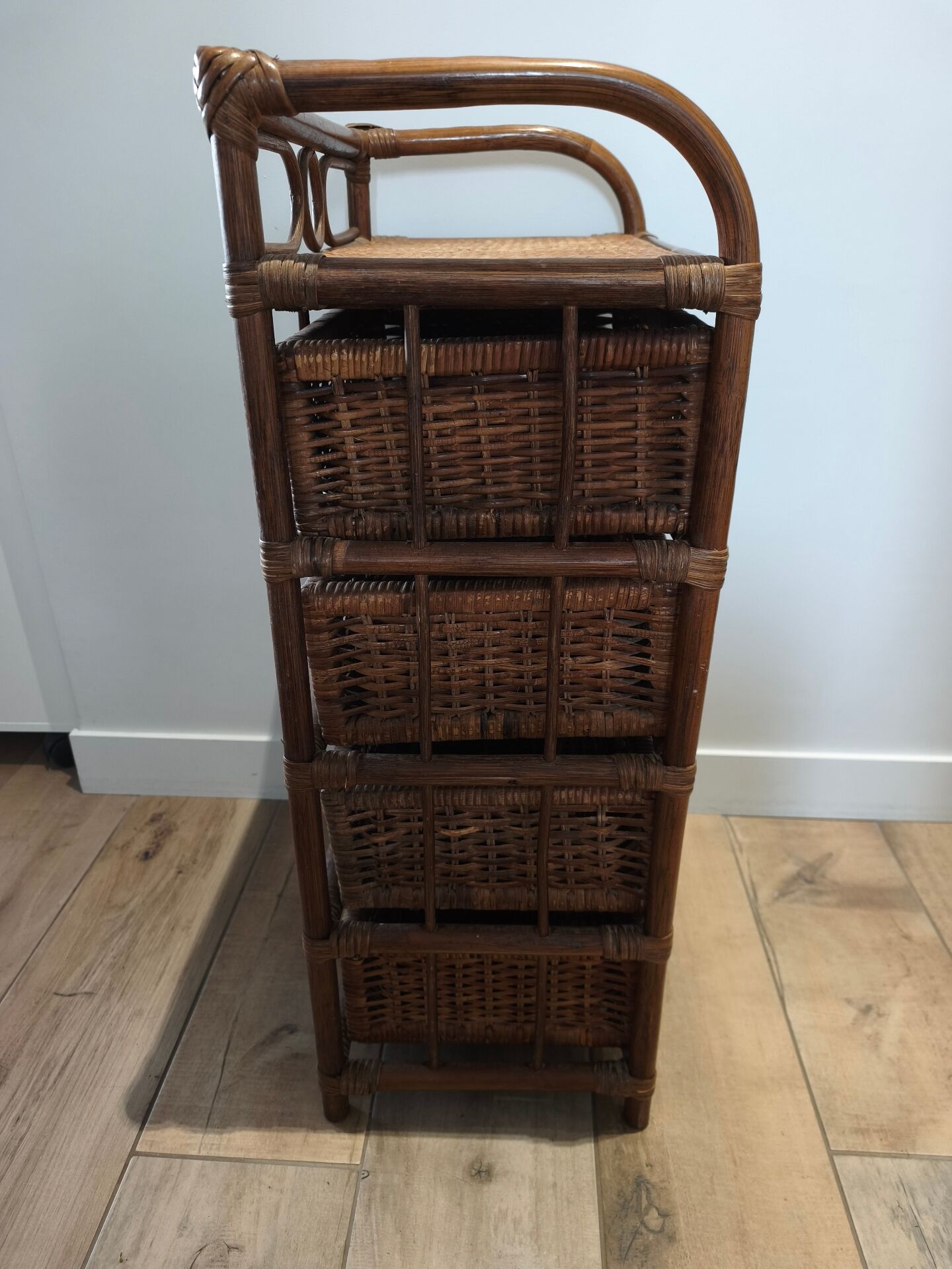 Rattan wicker drawer unit