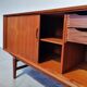 Extra-large teak buffet with tambour doors, Omer Lefevre, 1960s, Belgium