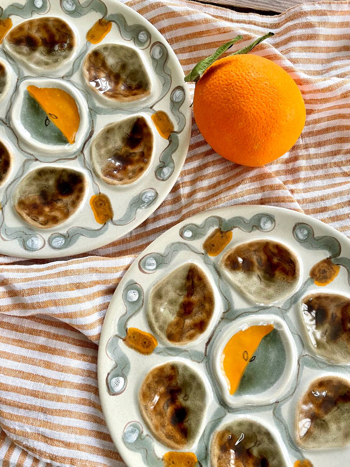 Set of 2 vintage oyster plates MBFA Pornic Amphitrite France