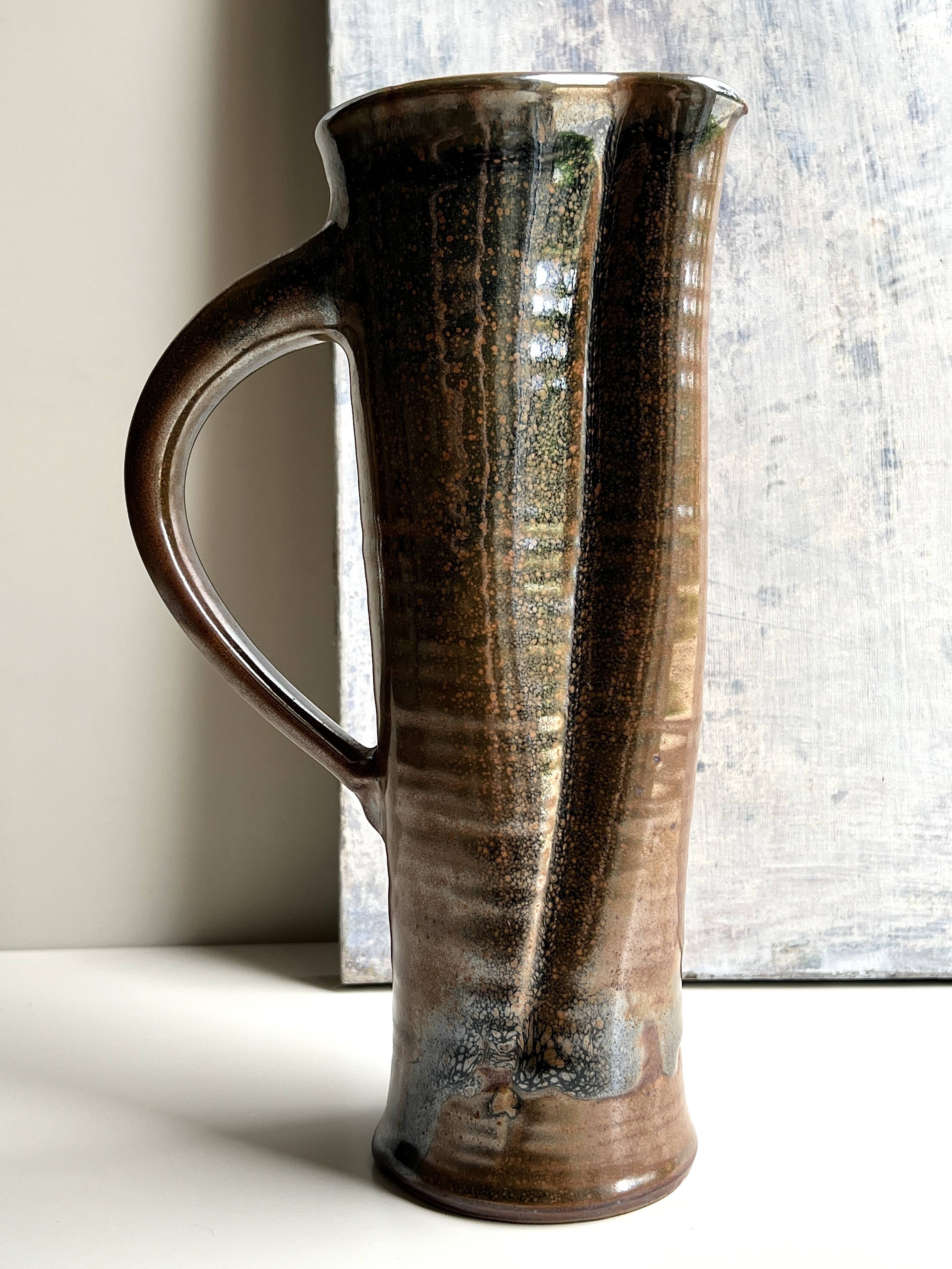 large vase / ceramic pitcher with glaze and signed