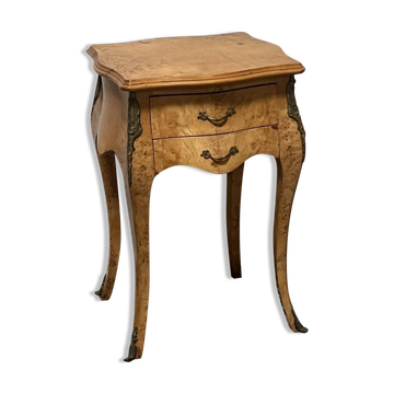 Small side table in burl wood veneer, Louis XV style, 20th century