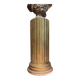 Large fluted golden wood column with a marble top, work from around 1900.