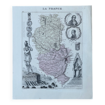 Map of the Rhône - Lyon, Ampère, Jacquart, 23x27cm