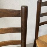 Set of 4 straw chairs from the 50s Dudouyt