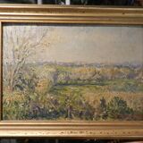 Oil painting on hardboard from 1922 signed Georges Bourgeot