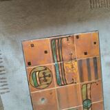 Table basse vintage en céramique – motif drakkar – design années 70