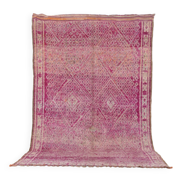 Tapis marocain vintage violet 184 x 294 cm - Tapis berbère fait main - Tapis en laine