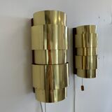 Pair of Scandinavian teak and brass sconces