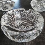 Set of 3 bohemian crystal ashtrays