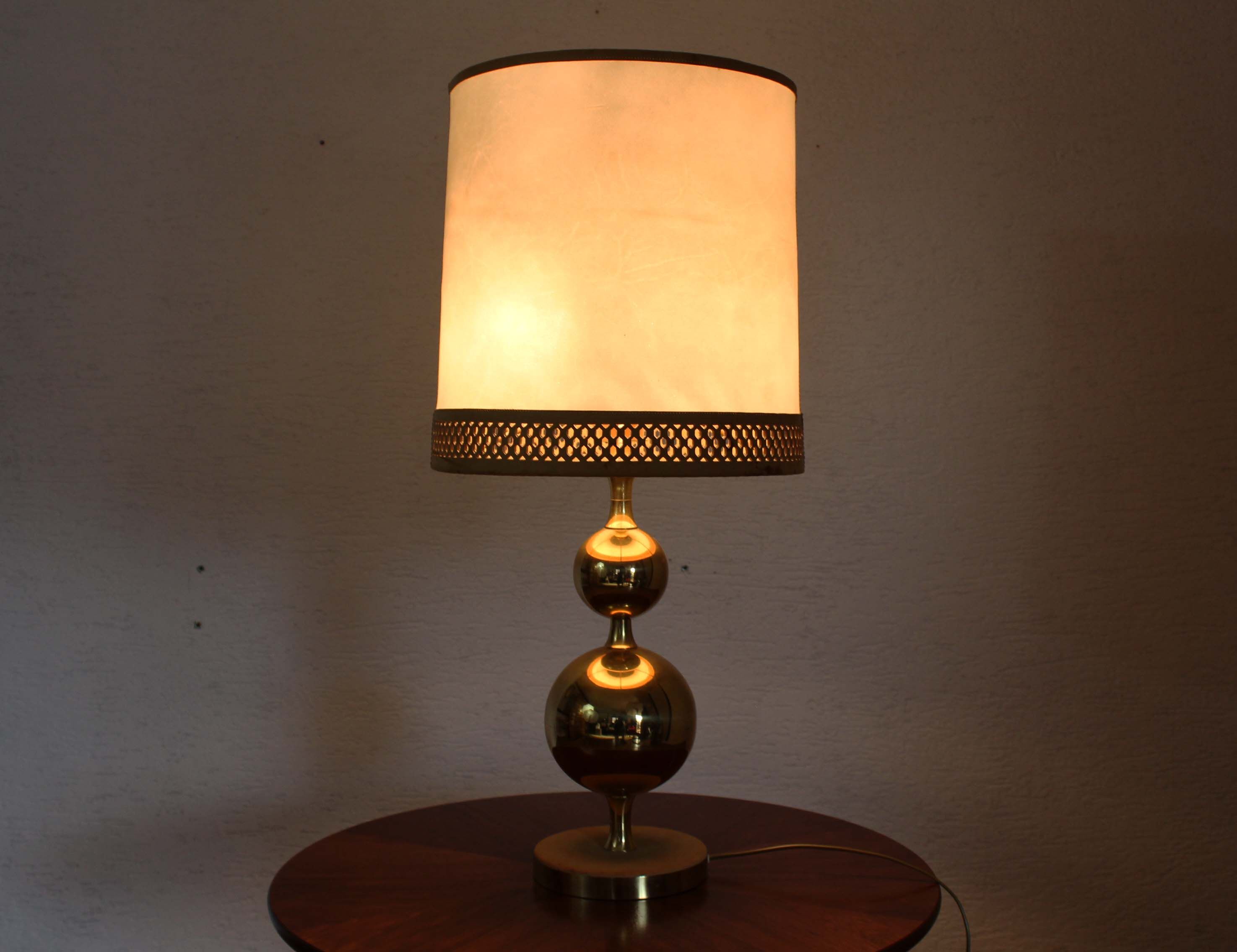 Beautiful brass and leather table lamp