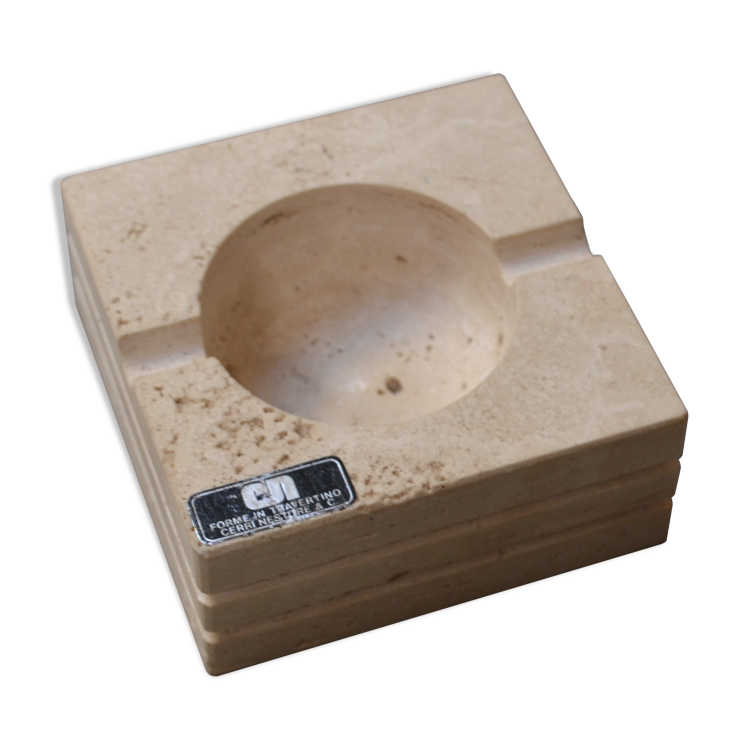 Travertine ashtray by Cerri Nestore
