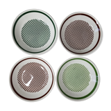 Set of four hollow plates with checkerboard decoration of the faience factory of Gien, 20 cm