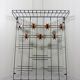 Black wire steel & wooden wall coat rack with hat shelf 1960's
