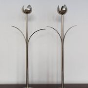 Italian Candleholders in Silver Metal from Mesa, 1970s, Set of 2