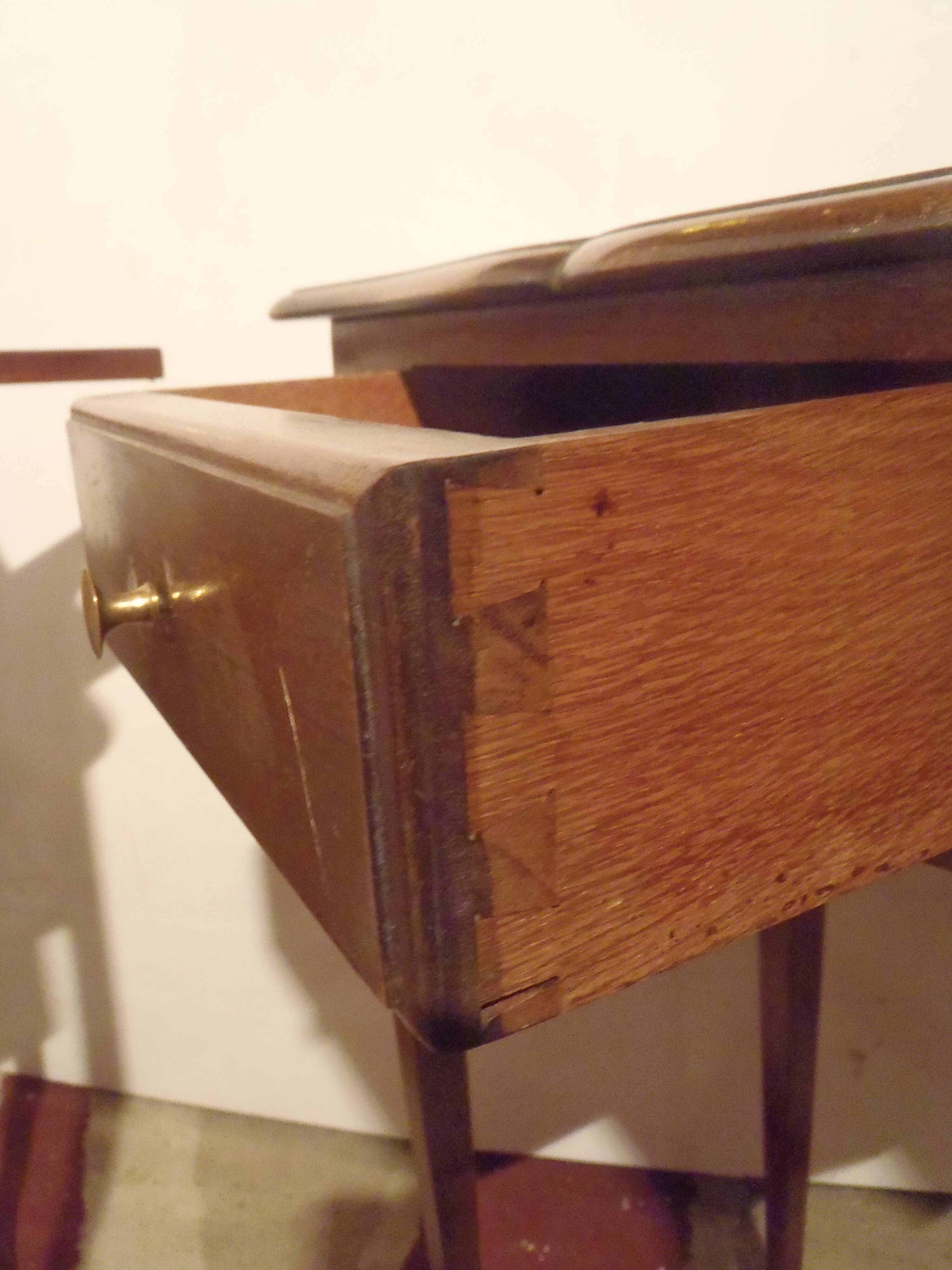 Pair of small boat cabin bedside tables / Small smoker's furniture.