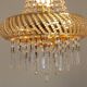 Vintage Gold Metal 5-Light Chandelier – Crystal Beads & Glass Prisms