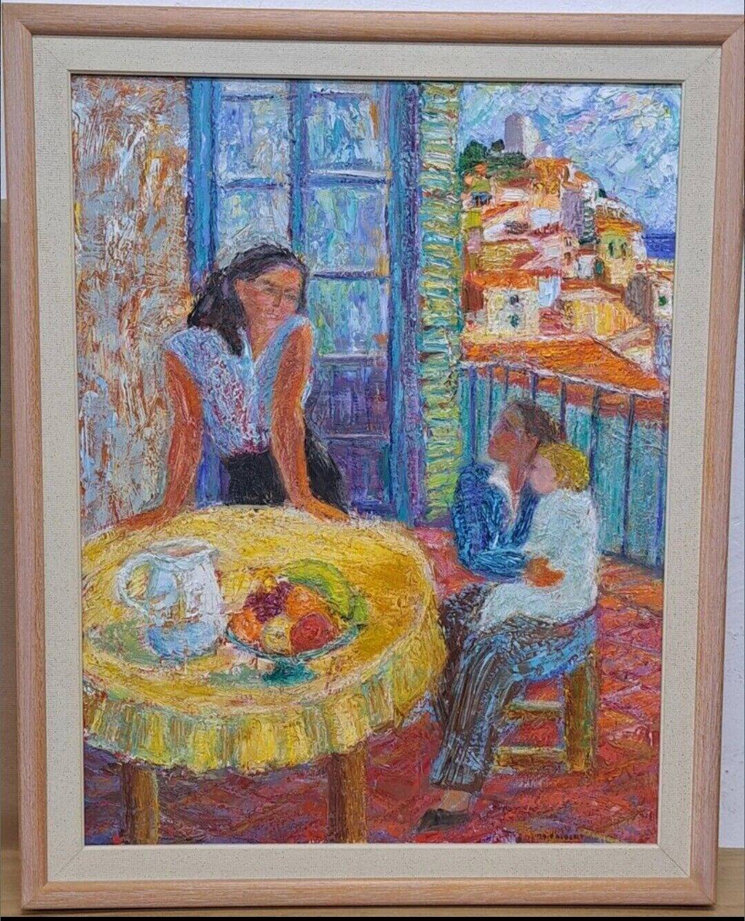 20th century Portrait of Two Women Oil Painting on Canvas