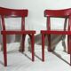 Paire de chaise ancienne Baumann bois rouge assise enfants vintage