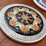 Set of 13 vintage ceramic coasters handmade by Lito Niarchos.