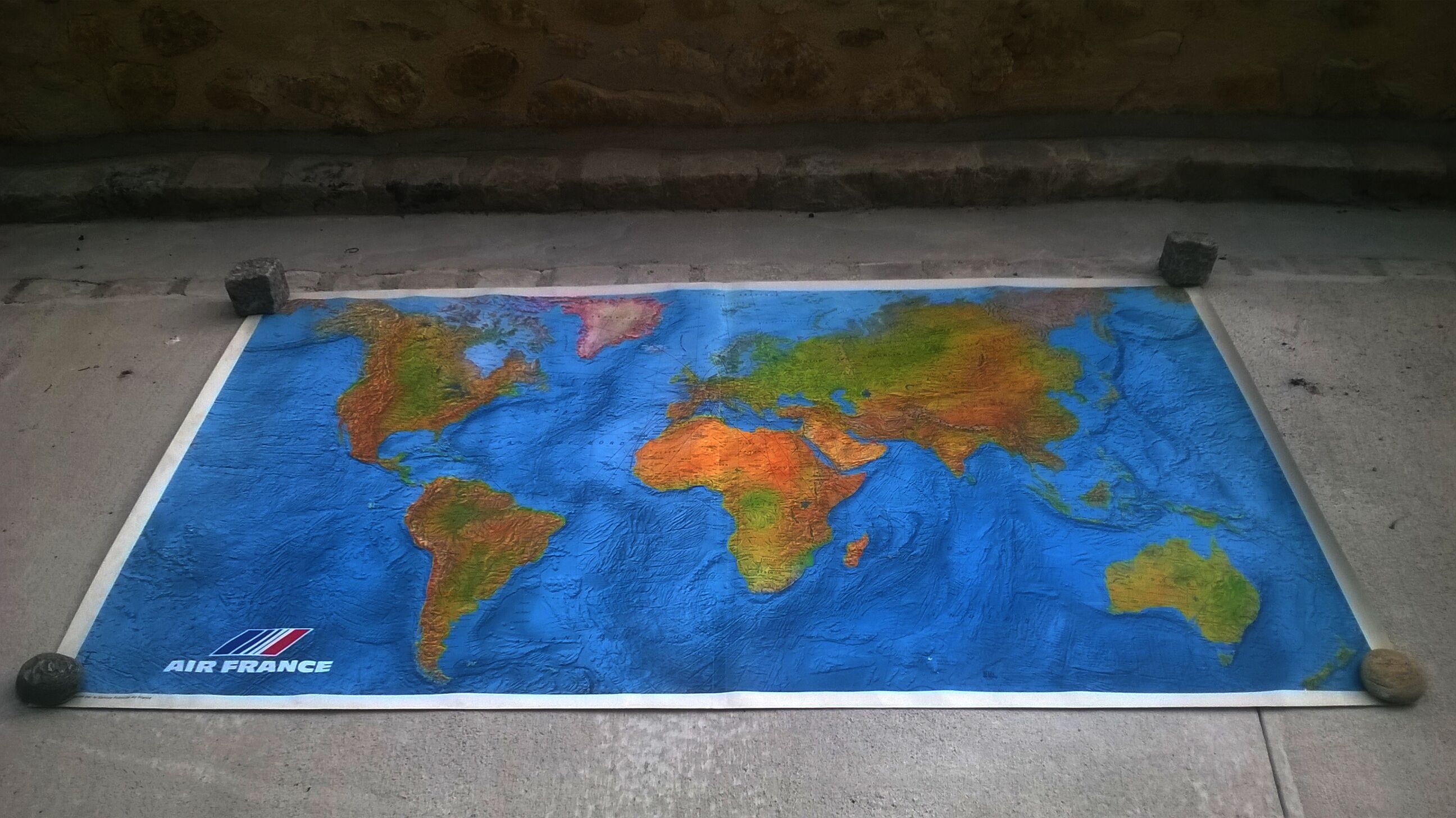 Planisphere Air France vintage 204 X 116,4 cm