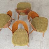 Set of 4 yellow Antonin Suman chairs for Tatra Nabytok 1960