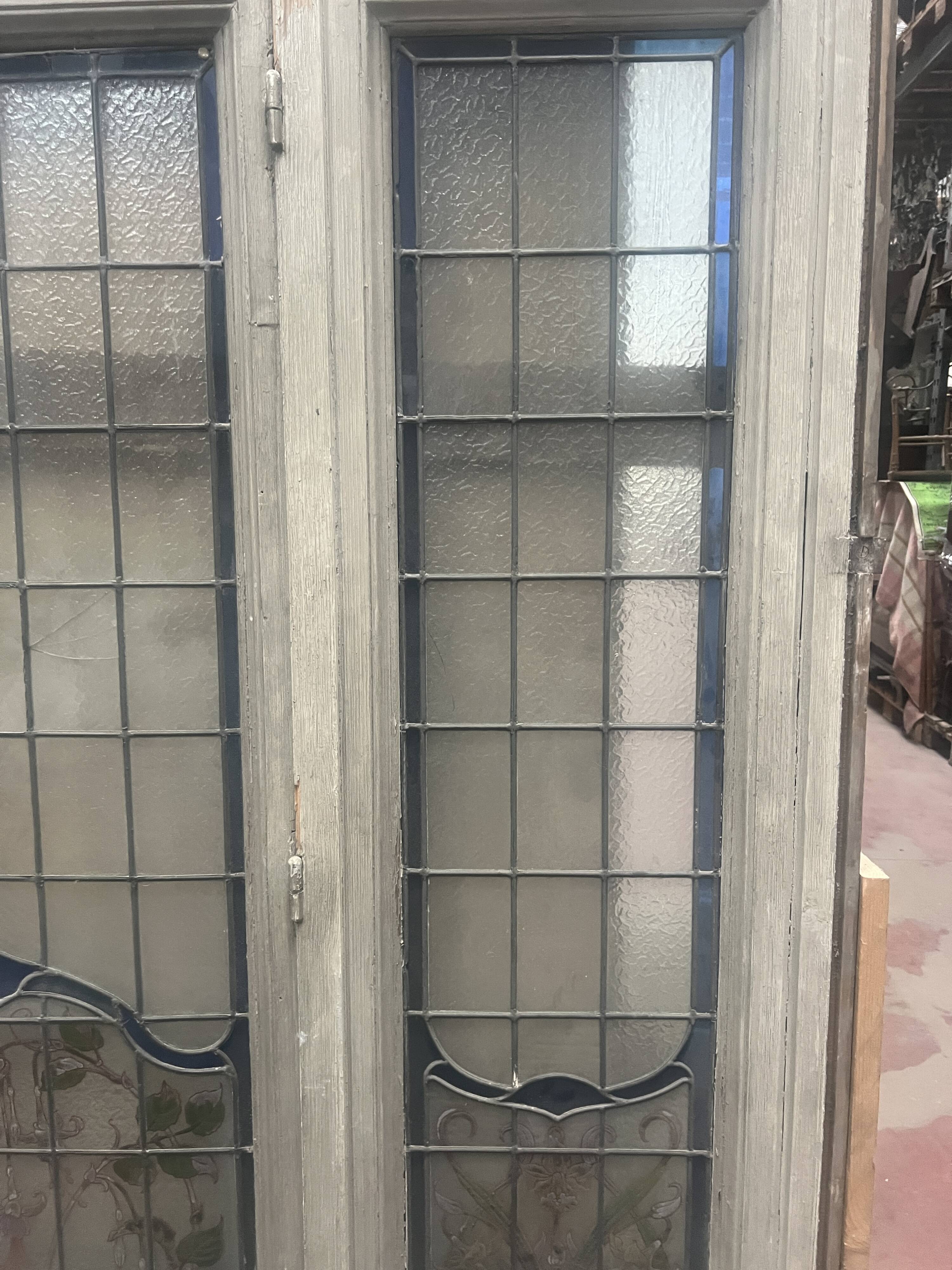 Art Deco stained glass transom window, circa 1900, 20th century