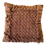 Coussin vintage en velours plissé