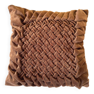 Vintage pleated velvet cushion
