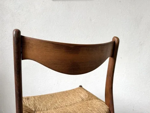 GS60 chair in exotic wood and straw, Arne Wahl Iversen, 1960s