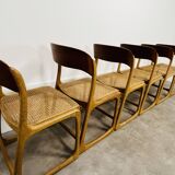 6 Baumann Bémol sled chairs in cane