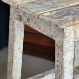 Old wooden stool with square seat