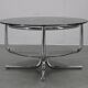 1970s Italian chrome tubular coffee table with smoked glass, round