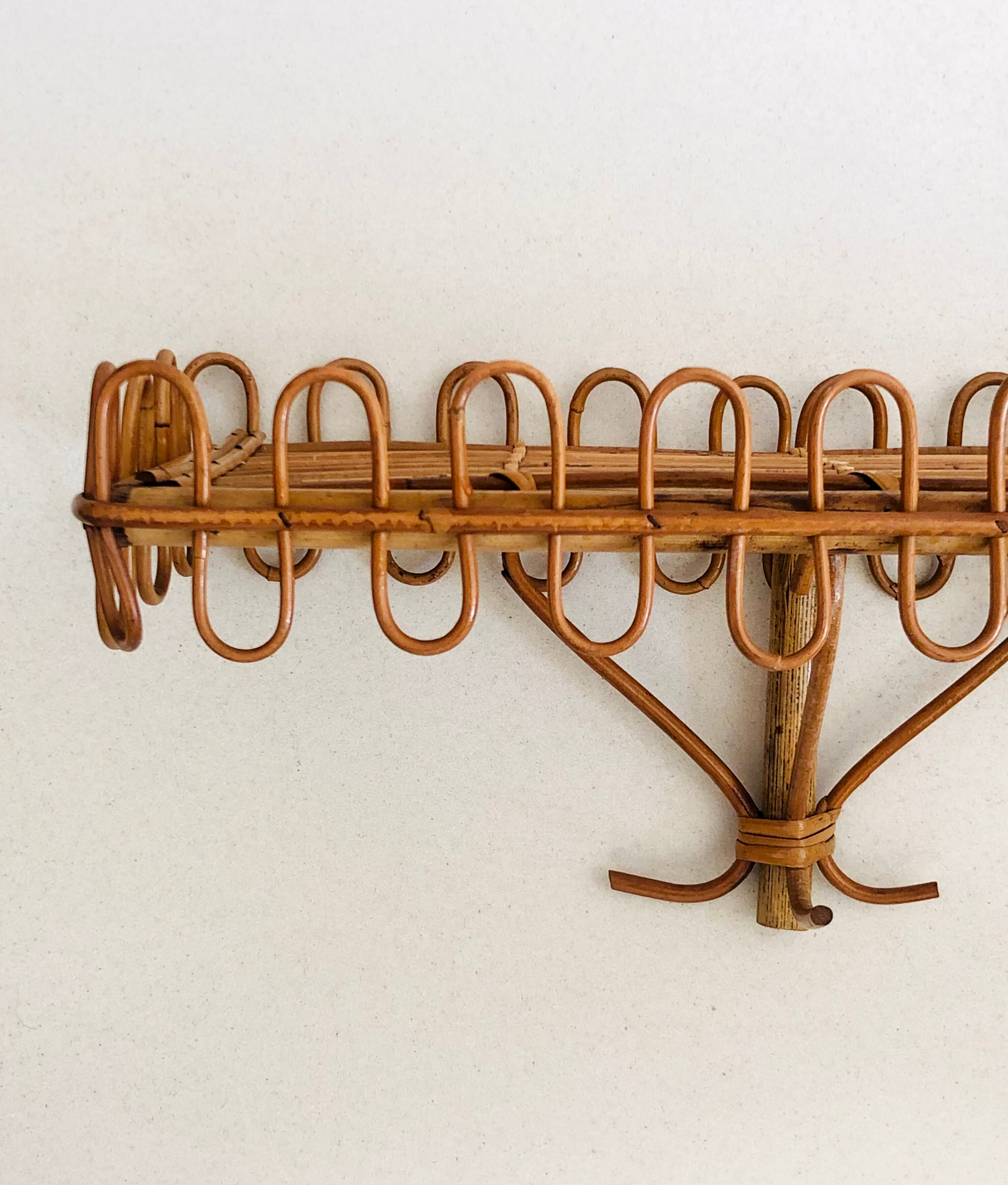 Rattan wall shelf, Italy 60