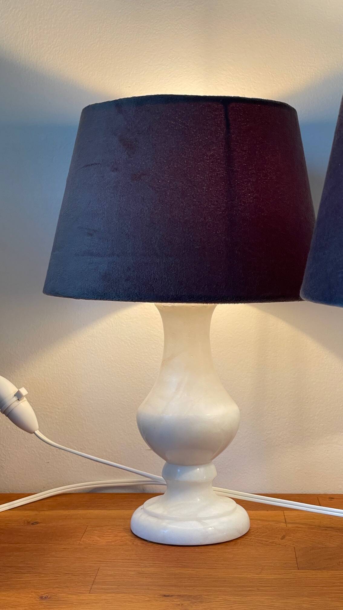 Paire lampes albâtre vintage