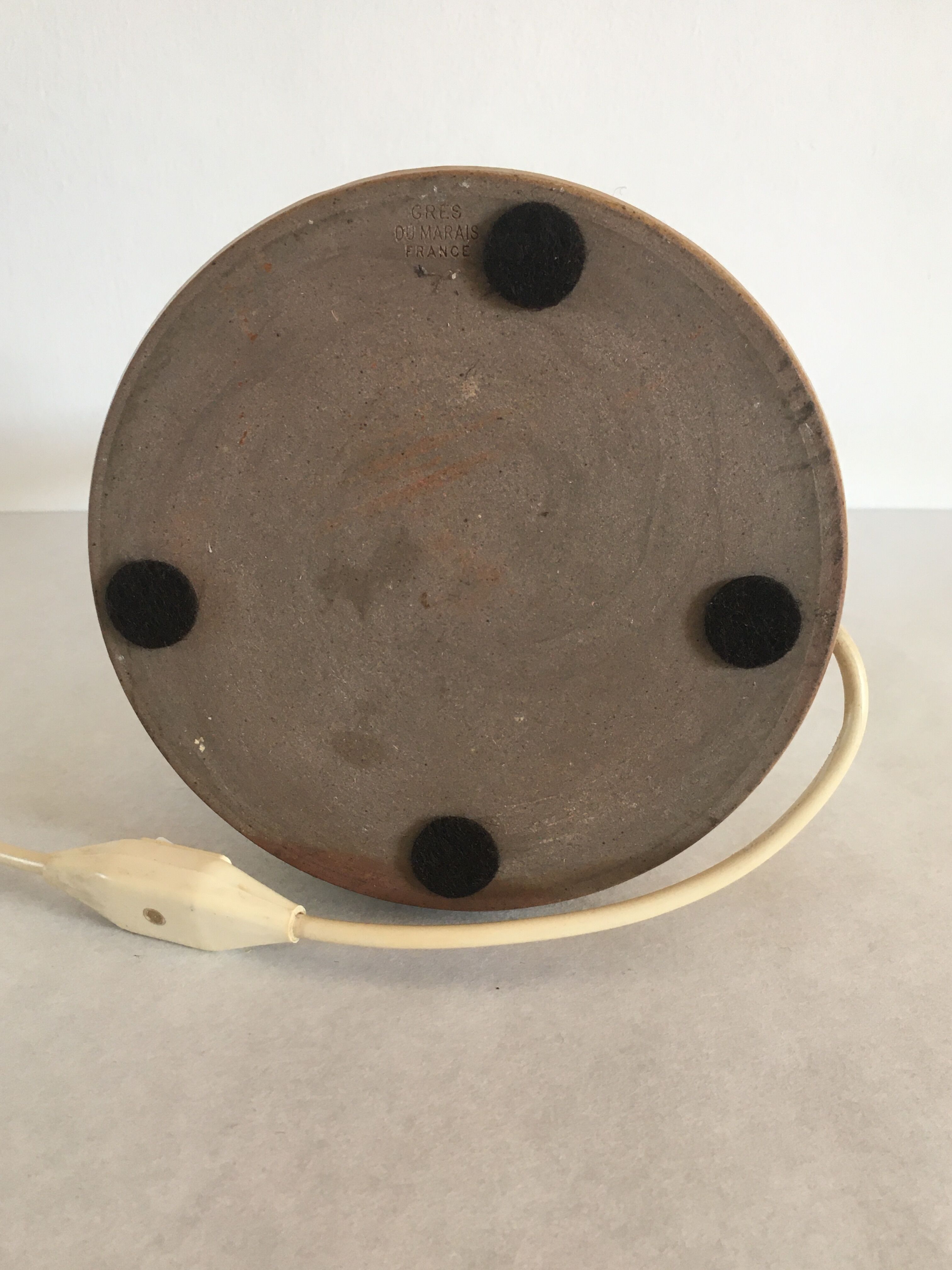 Lampe vintage en grès estampillée Grès du Marais années 70