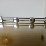 Wall coat rack with 4 hooks in chrome metal 1970