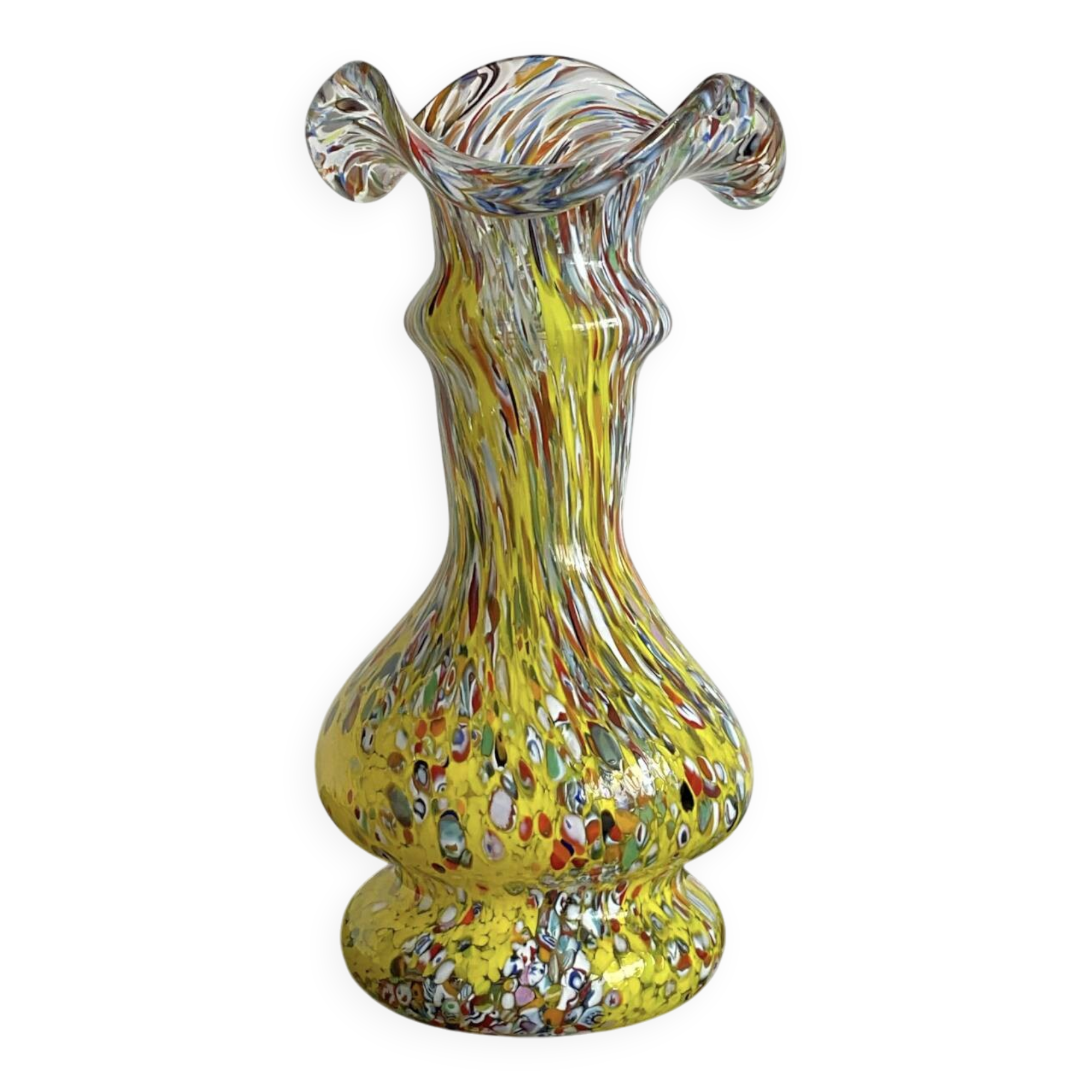 Vintage Murano Millefiori Glass Vase – Mouth Blown – Italy