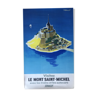 Original tourist poster "Visit Mont Saint-Michel" Villemot 62x100cm 1968