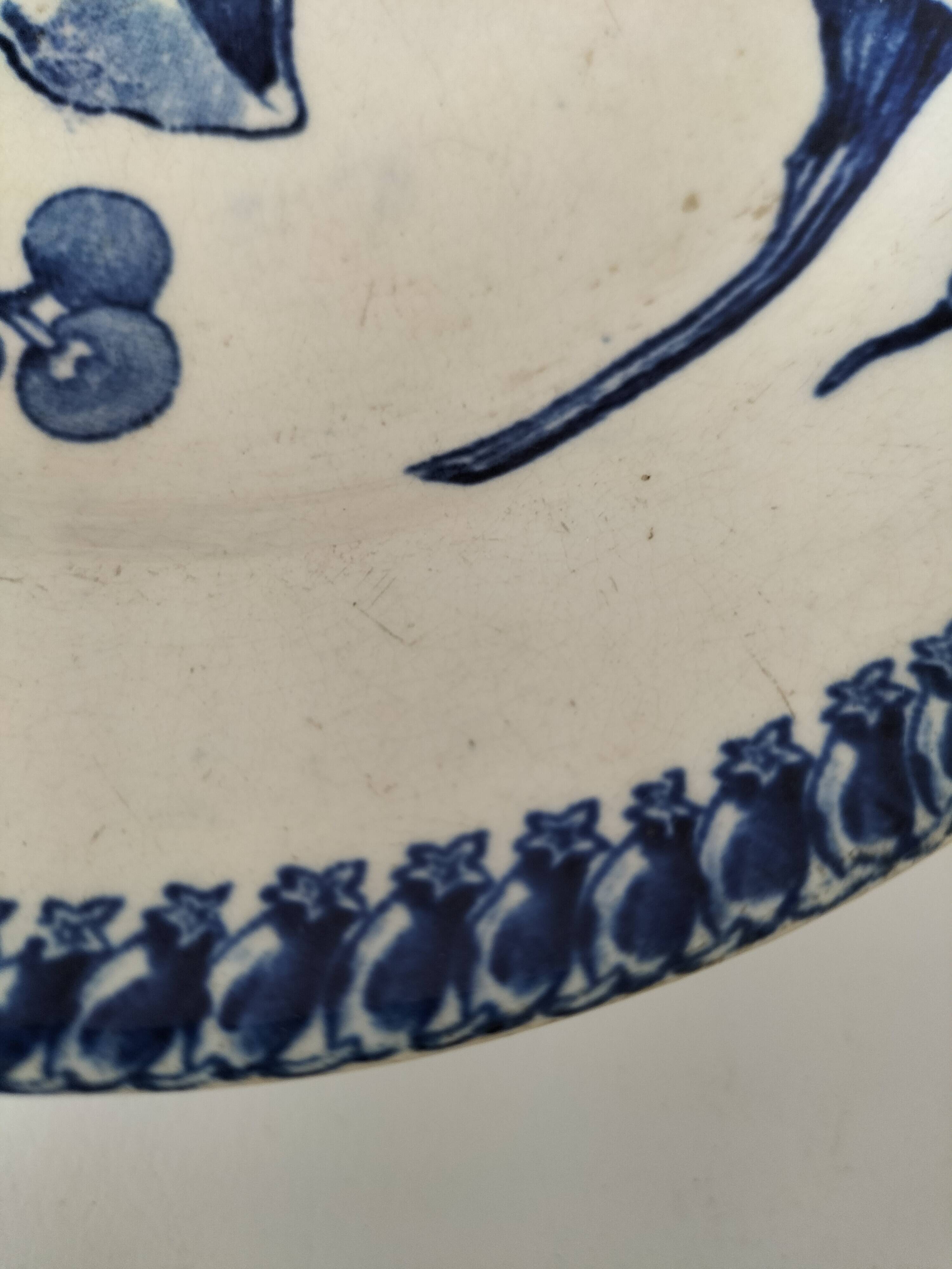 E. Bourgeois Grand Dépôt plant blue decoration washbasin plate